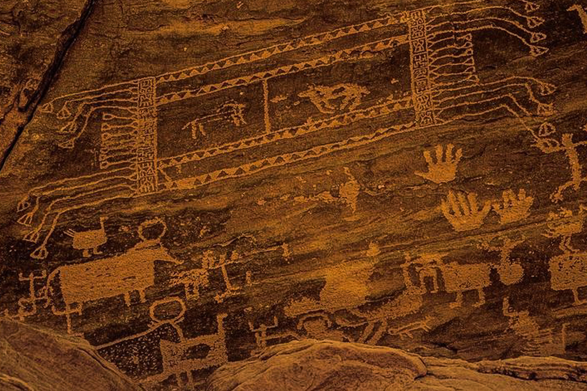 Ancient rock art near Banyan Tree AlUla, Saudi Arabia